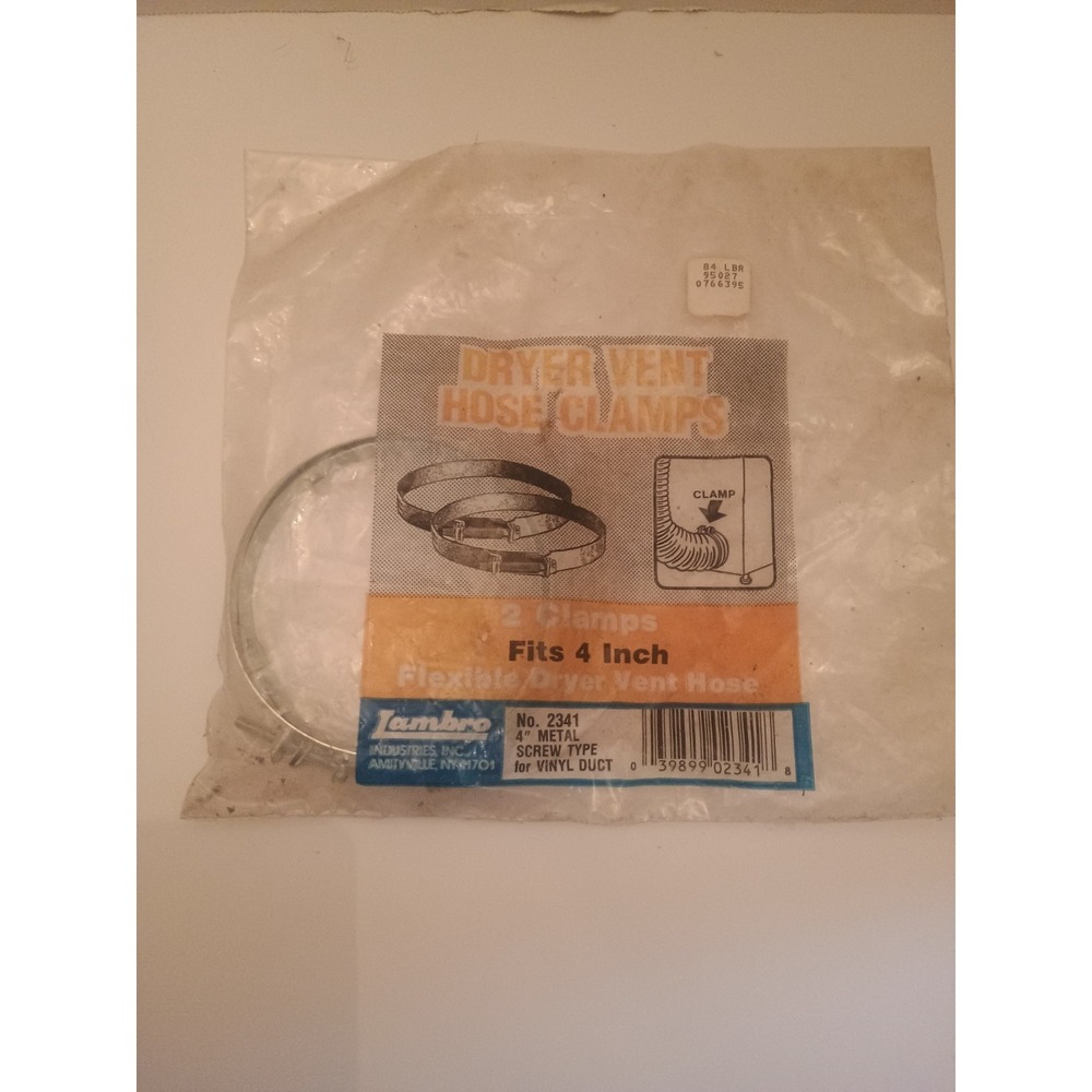Package O2 Dryer Vent Hose Clamps Fits 5' Flexible Dryer Hose Screw Type No.2341